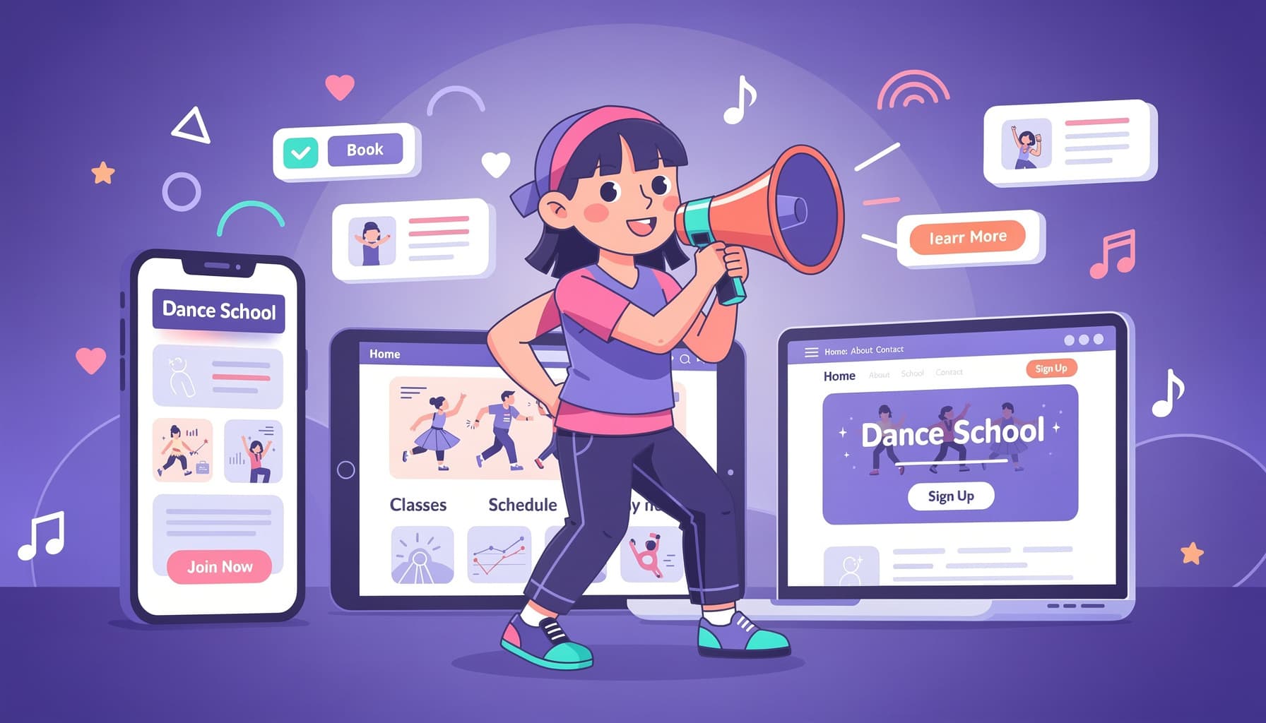 Dance school marketing illustration