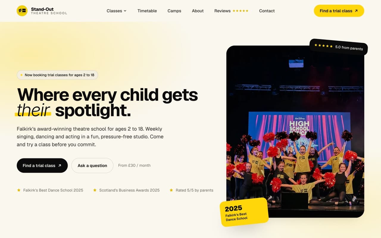 Stand-Out Theatre School website